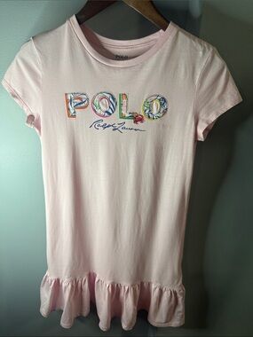 Polo by Ralph Lauren Light Pink Logo Ruffle Hem Tee Dress
